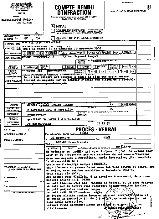 Proc?Verbal ?bli par : RICARD Jean-Françis Inspecteur).